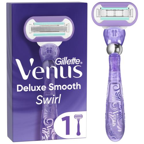 Gillette Venus Deluxe Smooth Swirl Flexi Ball Γυναικεία Ξυριστική Μηχανή με 5 Λεπίδες & Επίστρωση Diamond για Επιπλέον Απαλότητα 1 Μηχανή & 1 Ανταλλακτικό